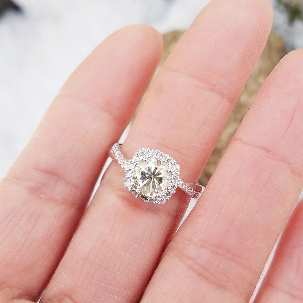 2ct Moissanite Halo Split Shank Sterling 925 Silve - Picture 7 of 8